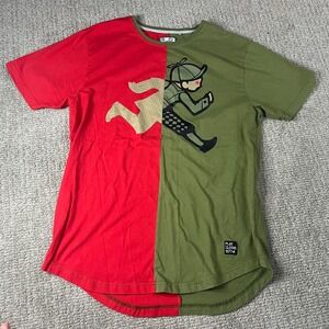 Play Cloths Red and Green Split Shirt with Graphic Print ADULT XL (0048)